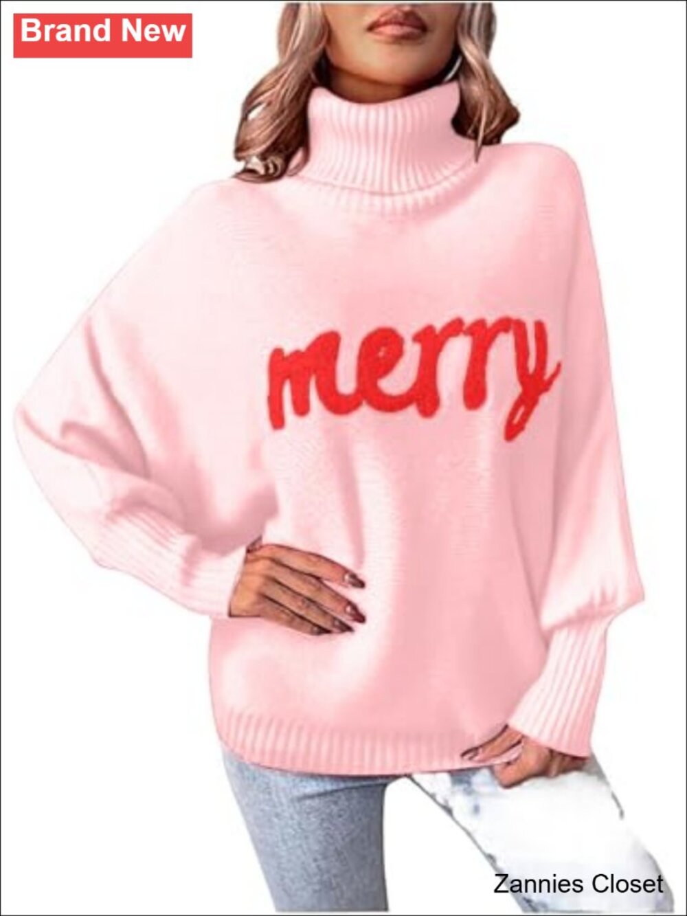 ✨ Oversized Turtleneck Batwing Sleeve Christmas Pullover Sweater